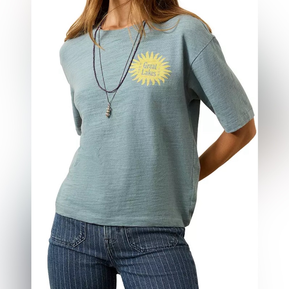 Faherty Organic Cotton Sun Washed Slub Vintage T-Shirt L Great Lakes Surf Club